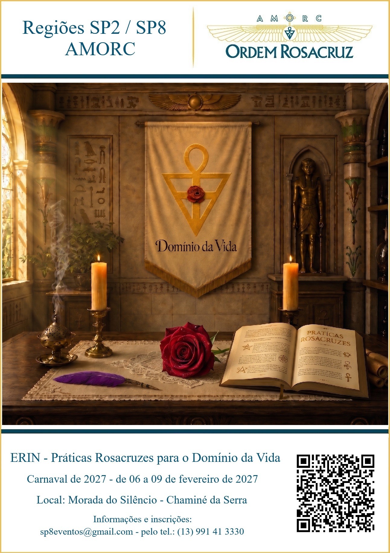 “Práticas Rosacruzes para o Domínio da Vida” – ERIN de Carnaval – 06 a 09 de fevereiro de 2027